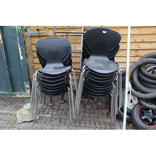 703 - Collection of Modern Plastic and Chrome stacking chairs