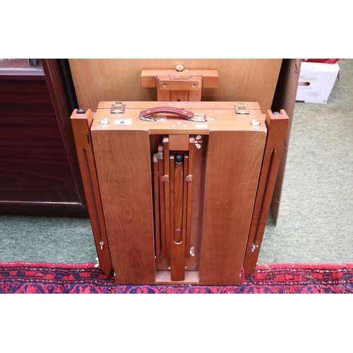 9 - Wooden Artists Easel table with brass fittings