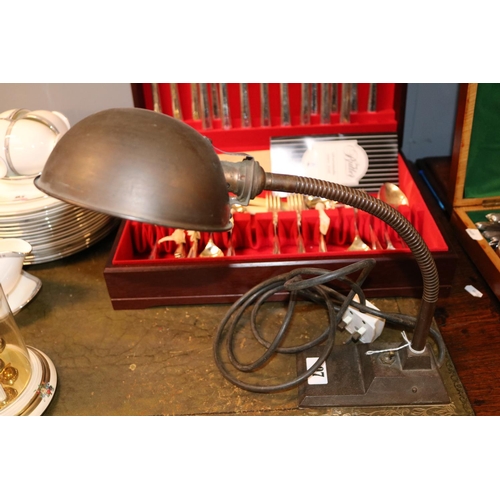 97 - Vintage Goose Neck Cast Iron Desk Lamp