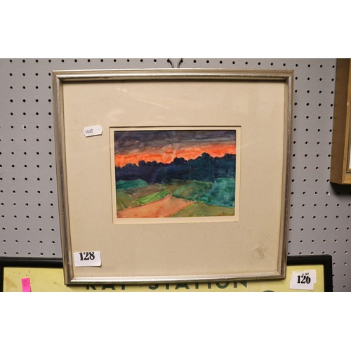 128 - Framed Watercolour by Prid Lasenby entitled a French Sunset