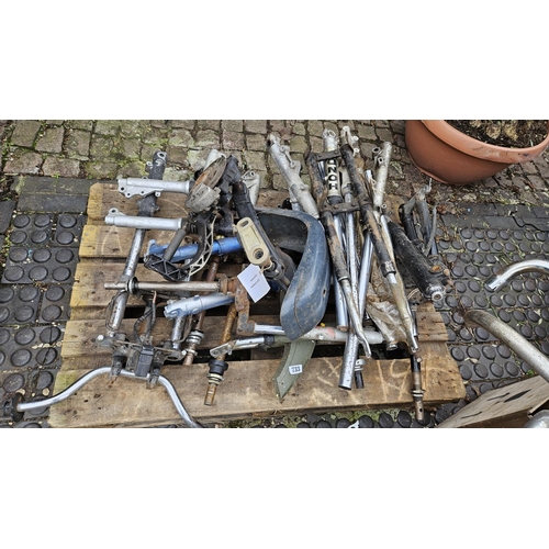 733 - Large collection of Motorcycle Forks, Moped forks and a Itaijet complete suspension