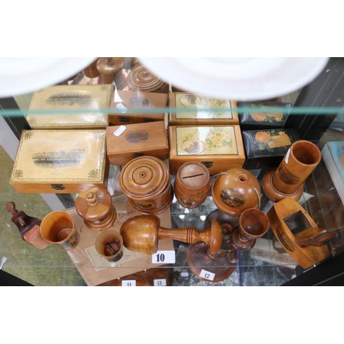 10 - Collection of assorted Mauchline ware to include Worthing, Victoria Pier Blackpool string ball etc