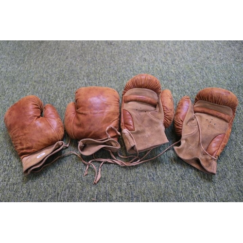 101 - 2 Pairs of Vintage Leather boxing gloves