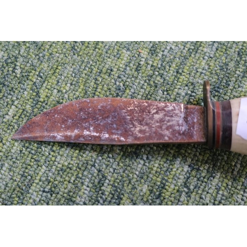 118 - Vintage Sheffield Antler handled knife in scabbard