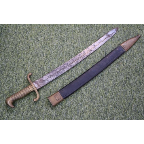 131 - Prussian Model Brass handled Sword Bayonet with scabbard