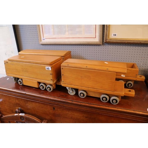 145 - Collection of Adventure Playthings Wooden Locomotive and carriages