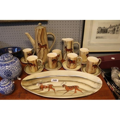 148 - 1960s Phillip Laureston Art Pottery Coffee set with cream jug and sugar