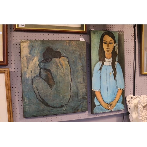 157 - Framed 1970s Print after Picasso Blue Nude and Alice by Amedeo Modigliani