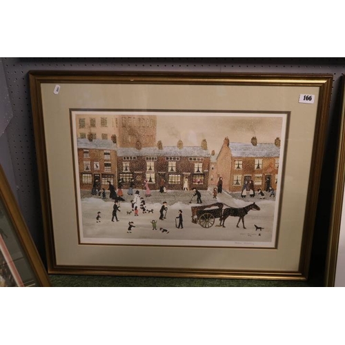 166 - Helen Bradley 1972 signed in Pencil with blind stamp mounted and glazed