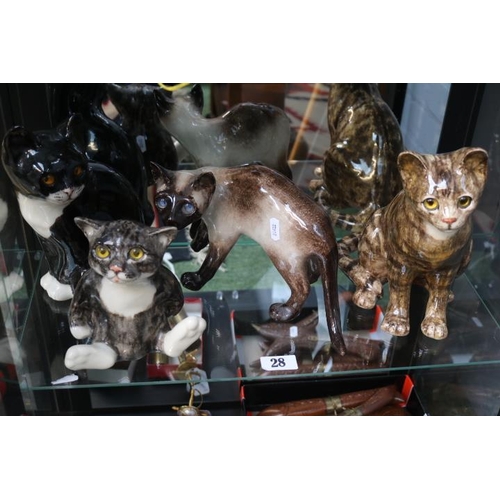 28 - Collection of 4 Winstanley Pottery Cats with glass eyes