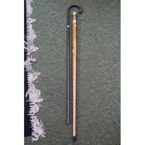 32 - Gentlemen's cane with integral glass vial and a Vintage Walking cane