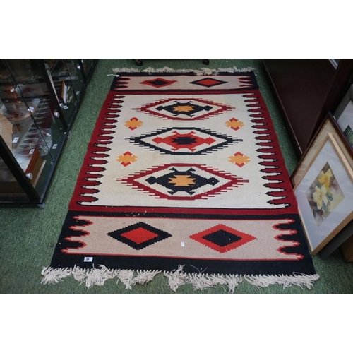 35 - Aztec Design Rug with tassel ends 170cm in Length