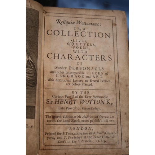 37 - Reliquiae Wottonianae Or, A Collection of Lives, Letters, Poems; with Characters of Sundry Personage... 