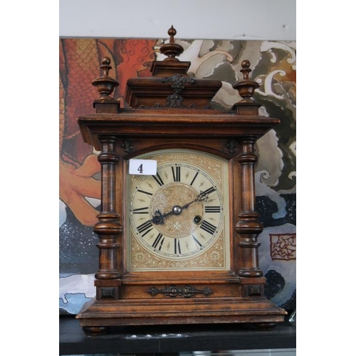 4 - German HAC Walnut cased bracket clock with pendulum and key