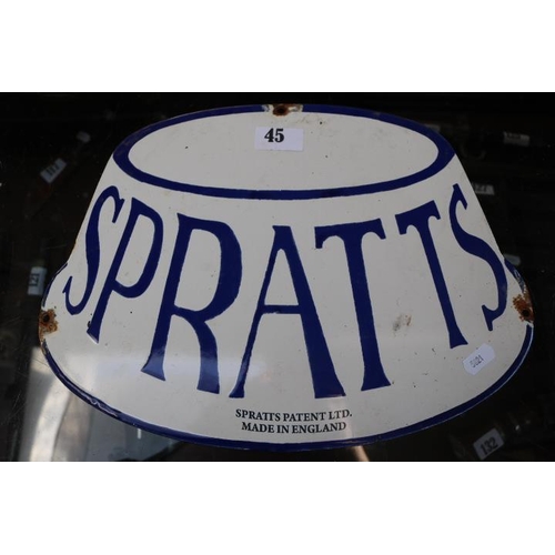 45 - Vintage 'Spratts' Advertising sign 36cm in Length