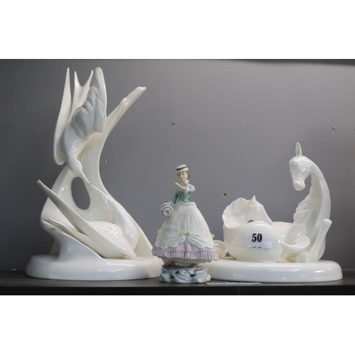 50 - 2 Royal Doulton figures to include Images Courtship, The Gift of Life and a Royal Worcester figurine... 