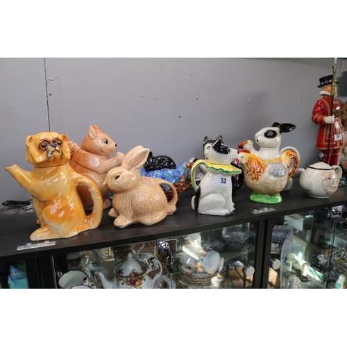 52 - Collection of assorted Novelty Teapots to include Arthur Wood, Carlton ware etc (9)