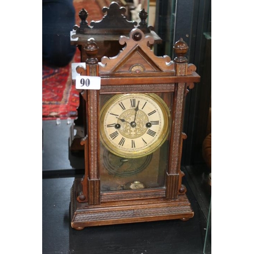 90 - Oak Cased bracket clock with roman numeral dial