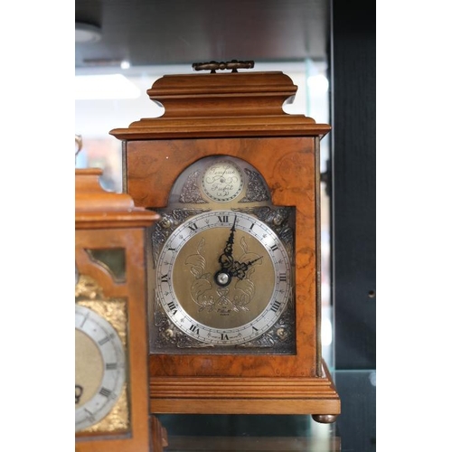 92 - Walnut cased Elliot Mantel clock with silvered dial and another similar smaller clock