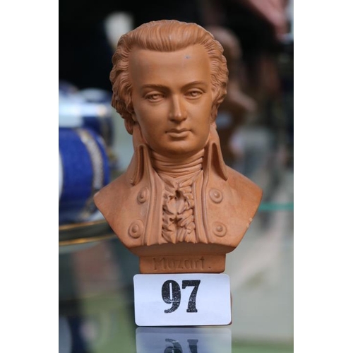 97 - Terracotta bust of Mozart 12cm in Height