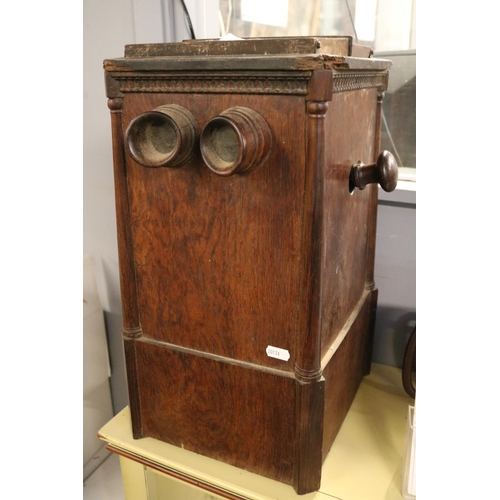 223 - 19thC Oak Cased Tabletop Stereoscopic Viewer with assorted Views