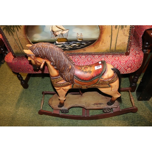 313 - 20thC Carved Wooden rocking horse with Hand painted decoration