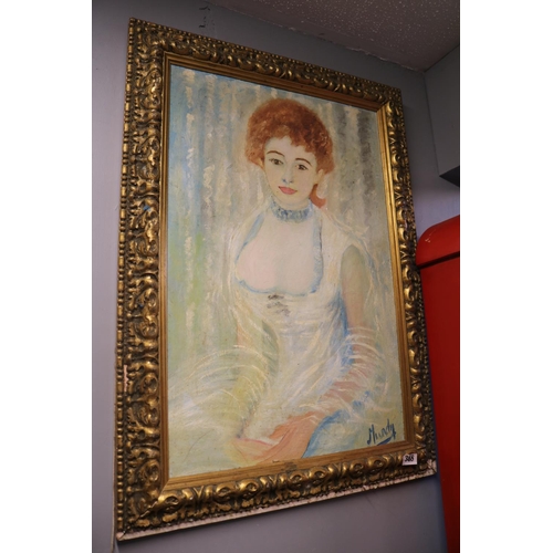 387 - Kenneth Roland James Mundy British 1928 - 1993 Large Gilt Gesso framed Painting entitled Madame Henr... 