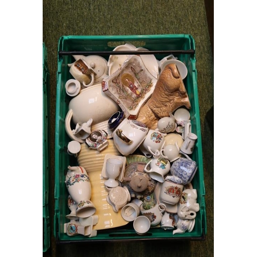 188 - 3 Crates of assorted ceramics to include Sylvac, Crested ware etc. (Plastic Crates not included)