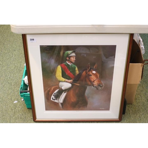 189 - Framed print 'Nijinsky' 100 of 500 and Desert Orchid by Melanie Speight