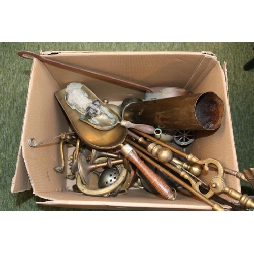 194 - Collection of assorted Brassware's to include Companion ware, Candlesticks etc.