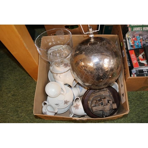 206 - Collection of Ceramics and bygones to include Royal Doulton Tumbling Leaves, Metal Spherical lamp ba... 