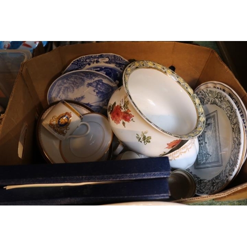 210 - 2 Boxes of assorted Ceramics to include Copeland Spode Italian scenes, Masons, Rosenthal etc.