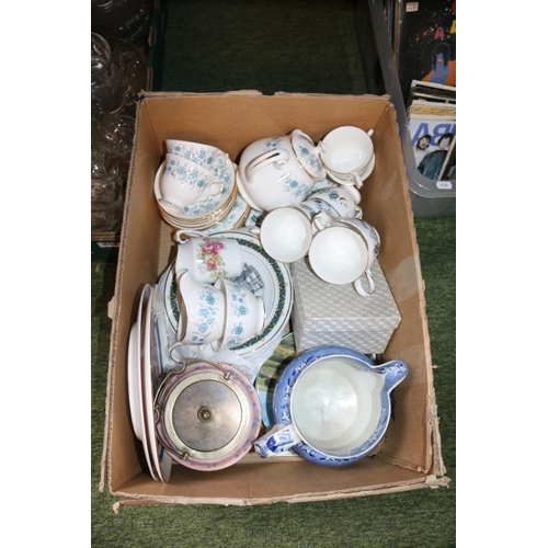 251 - Collection of assorted Ceramics to include Colclough, Transfer printed Jug, Local related March Plat... 