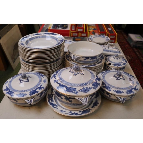 266 - Large collection of Booths Dragon decorated Dinnerware to include Dinner plates, Meat plates etc.