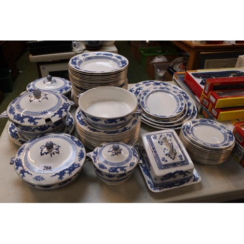 266 - Large collection of Booths Dragon decorated Dinnerware to include Dinner plates, Meat plates etc.