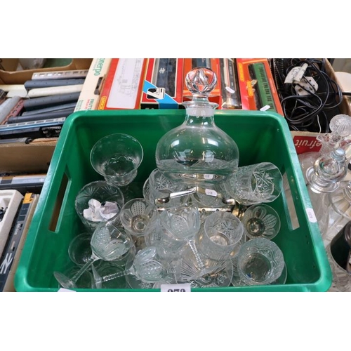 273 - Collection of assorted Glass and Decanters to include Claret Jug, Silver topped decanter, Drinking g... 