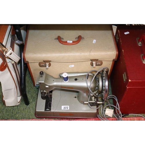 277 - Vintage Jones Popular sewing machine with carry case