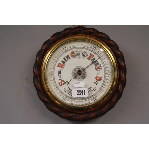 281 - Good Quality Oak Rope design Barometer