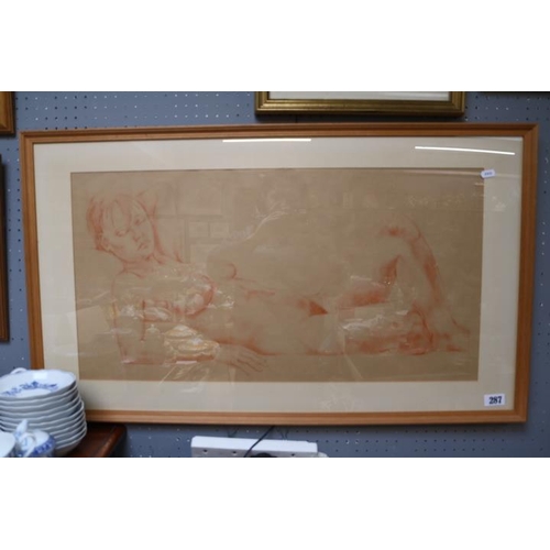 287 - Framed Landscape study of a reclining Nude unsigned