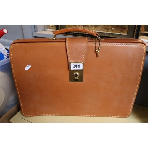 294 - Papworth Industries Tan Leather case with brass fittings