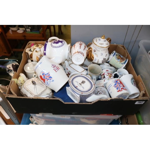 302 - 4 Boxes of Royal Commemorative ceramics and bygones