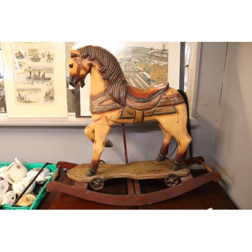 313 - 20thC Carved Wooden rocking horse with Hand painted decoration