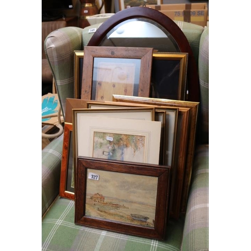 327 - Collection of Framed Pictures and Prints to include 19thC and alter Watercolours