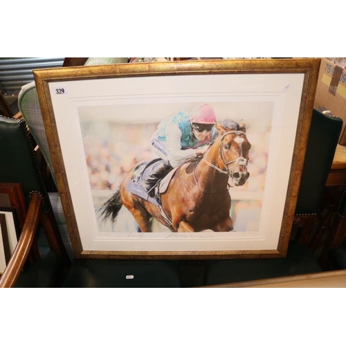 329 - 2 Horse Racing Prints to include Dylan Thomas and Frankel