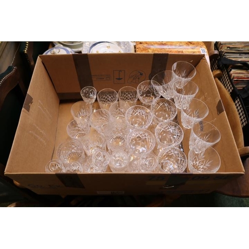 336 - Box of assorted Crystal wine glasses