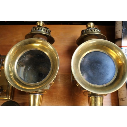 355 - Pair of Edwardian Brass Carriage Lamps