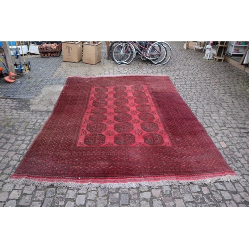 366 - Very Large Red Ground Persian Rug with tassel ends