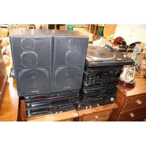 368 - Large collection of Technics Stacking Audio Equipment with Speakers