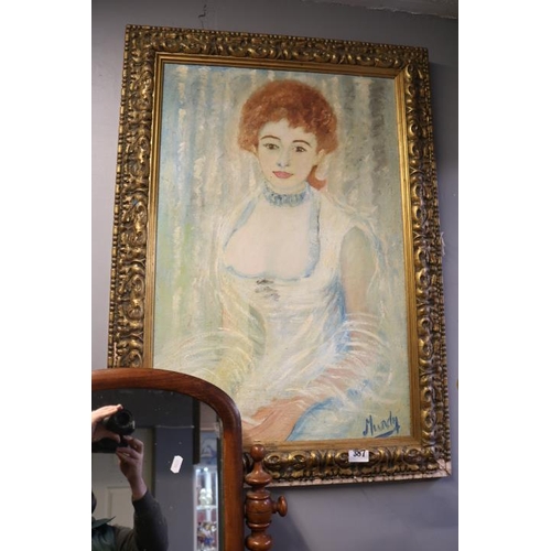 387 - Kenneth Roland James Mundy British 1928 - 1993 Large Gilt Gesso framed Painting entitled Madame Henr... 