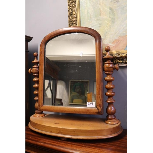 389 - Walnut Dressing table mirror with bobbin turned supports